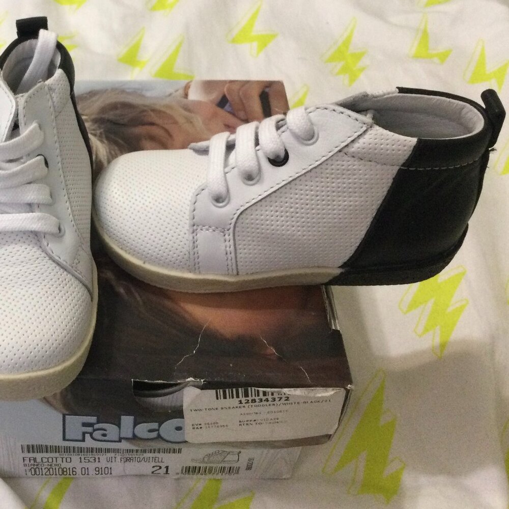 Falcotto Shoes Sneakers High Top Black & White Unisex Infant Size 21/US Size 5